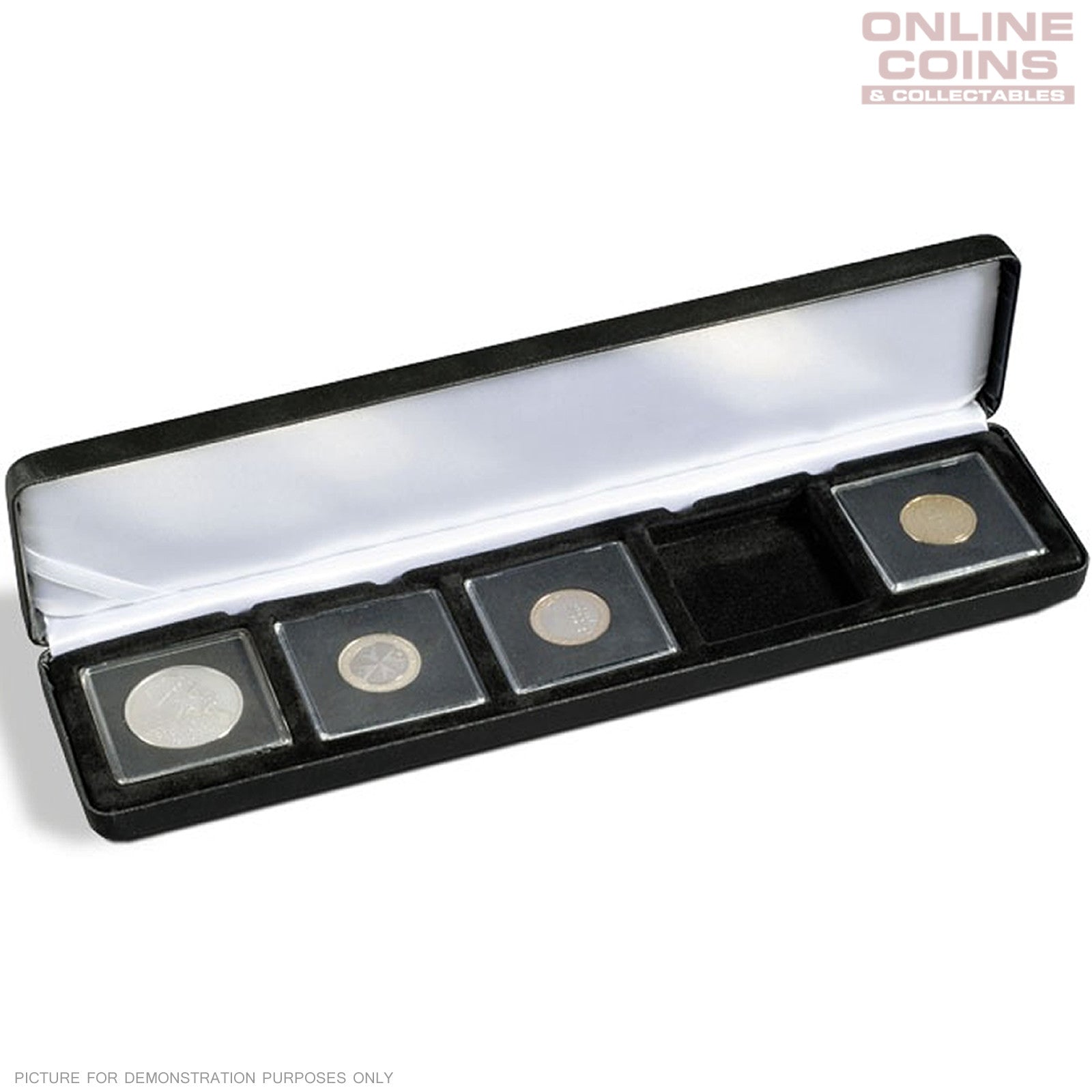 Lighthouse - Nobile Quadrum Satin Lined 5 Coin Display Case - EXCELLENT PRESENTATION